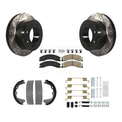 Disque arrière, Rotors percés et fendus, plaquettes en céramique, Kit de quincaillerie pour chaussures de stationnement pour