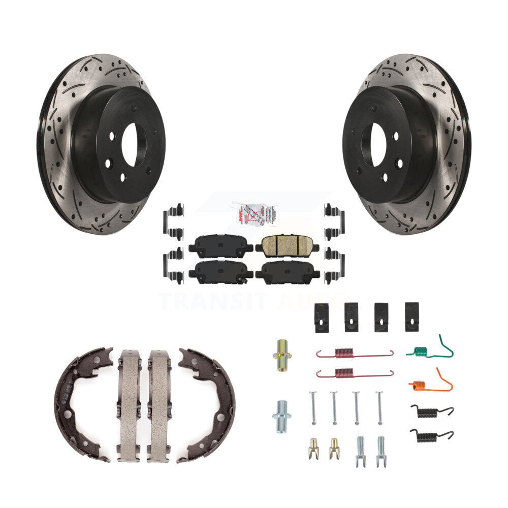 Disque arrière, Rotors percés et fendus, plaquettes en céramique, Kit de quincaillerie pour chaussures de stationnement pour