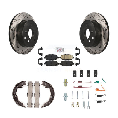 Disque arrière, Rotors percés et fendus, plaquettes en céramique, Kit de quincaillerie pour chaussures de stationnement pour
