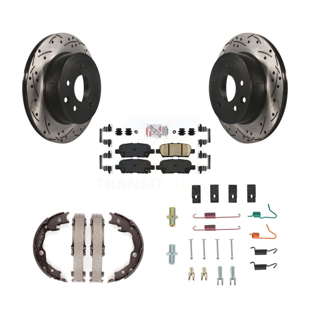Disque arrière, Rotors percés et fendus, plaquettes en céramique, Kit de quincaillerie pour chaussures de stationnement pour