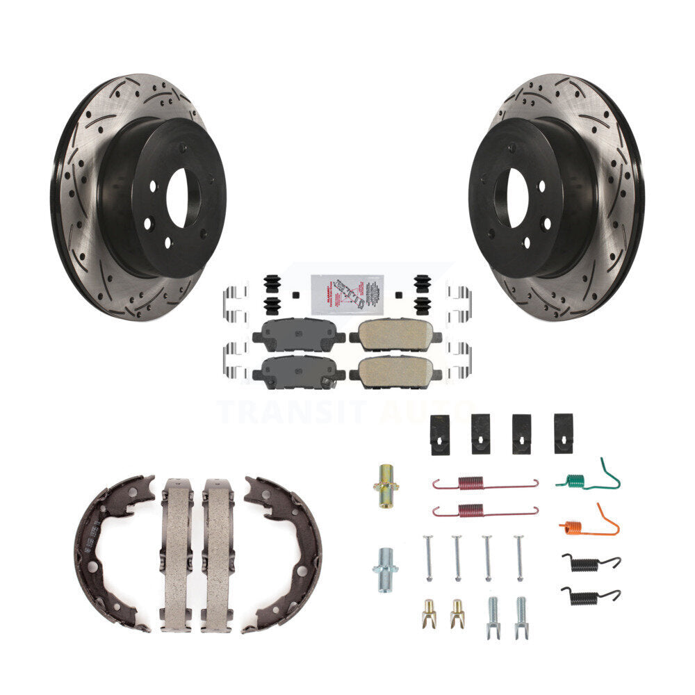 Disque arrière, Rotors percés et fendus, plaquettes en céramique, Kit de quincaillerie pour chaussures de stationnement pour