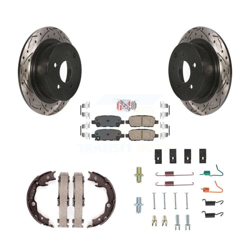Disque arrière, Rotors percés et fendus, plaquettes en céramique, Kit de quincaillerie pour chaussures de stationnement pour