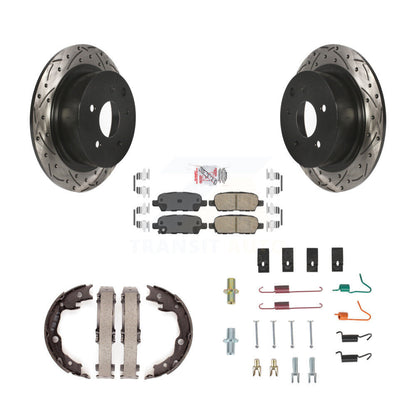 Disque arrière, Rotors percés et fendus, plaquettes en céramique, Kit de quincaillerie pour chaussures de stationnement pour