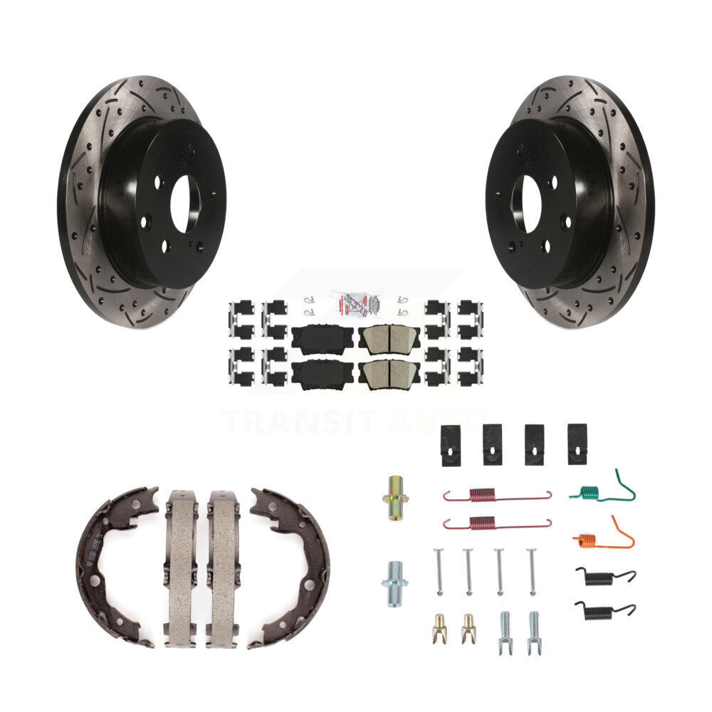 Disque arrière, Rotors percés et fendus, plaquettes en céramique, Kit de quincaillerie pour chaussures de stationnement pour