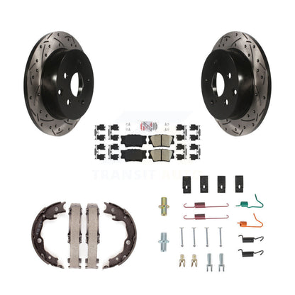 Disque arrière, Rotors percés et fendus, plaquettes en céramique, Kit de quincaillerie pour chaussures de stationnement pour