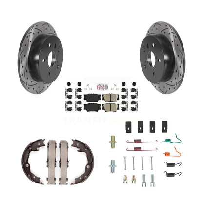 Disque arrière, Rotors percés et fendus, plaquettes en céramique, Kit de quincaillerie pour chaussures de stationnement pour