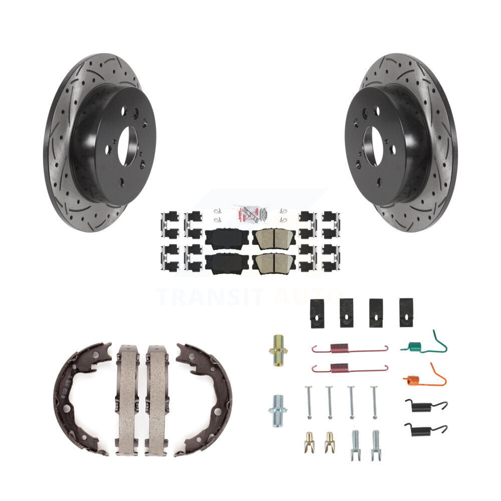 Disque arrière, Rotors percés et fendus, plaquettes en céramique, Kit de quincaillerie pour chaussures de stationnement pour