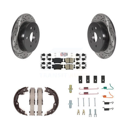 Disque arrière, Rotors percés et fendus, plaquettes en céramique, Kit de quincaillerie pour chaussures de stationnement pour