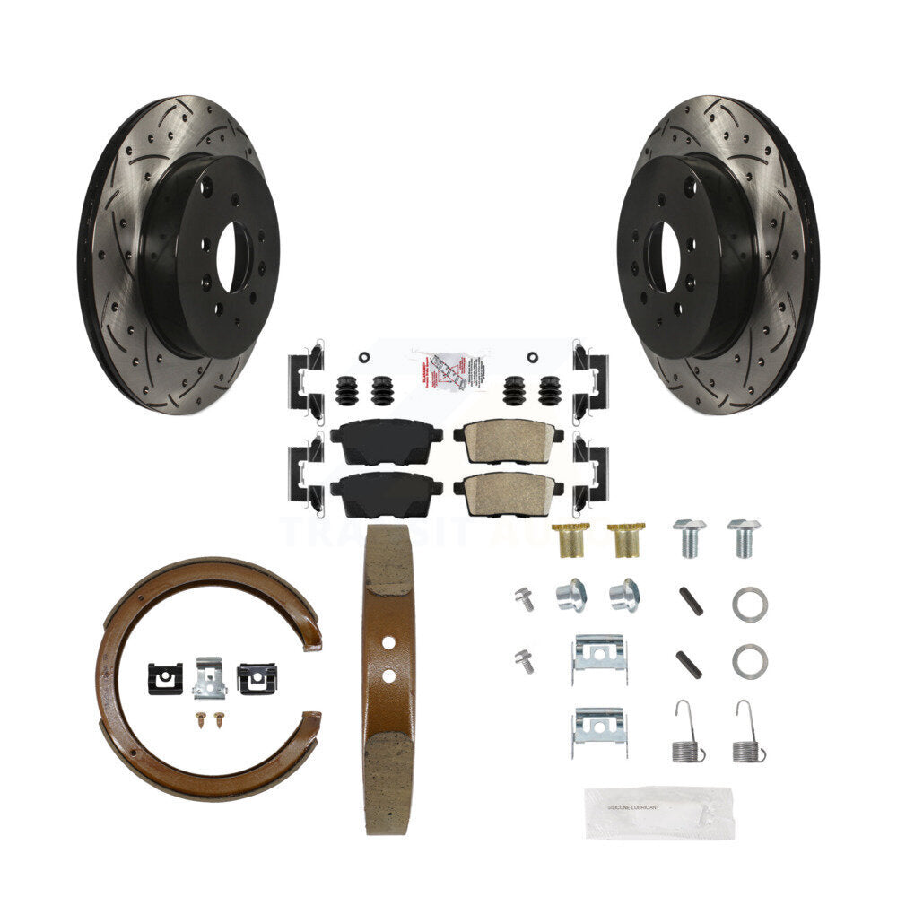 Disque arrière, Rotors percés et fendus, plaquettes en céramique, Kit de quincaillerie pour chaussures de stationnement pour