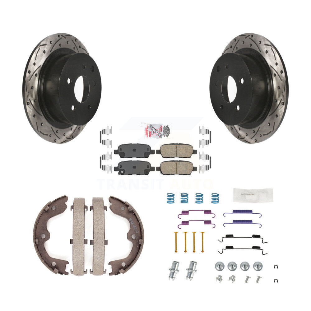 Disque arrière, Rotors percés et fendus, plaquettes en céramique, Kit de quincaillerie pour chaussures de stationnement pour