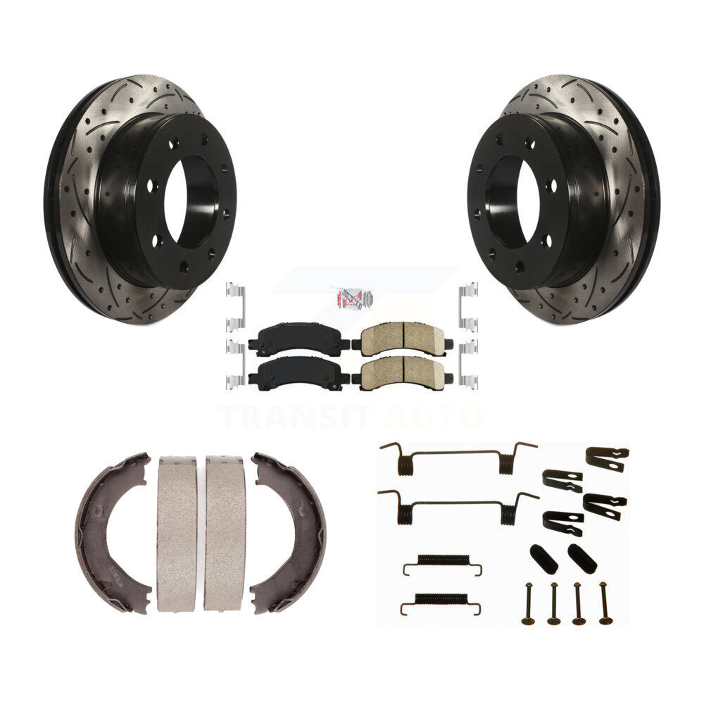 Disque arrière, Rotors percés et fendus, plaquettes en céramique, Kit de quincaillerie pour chaussures de stationnement pour