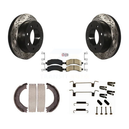 Disque arrière, Rotors percés et fendus, plaquettes en céramique, Kit de quincaillerie pour chaussures de stationnement pour