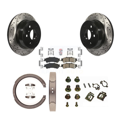 Disque arrière, Rotors percés et fendus, plaquettes en céramique, Kit de quincaillerie pour chaussures de stationnement pour