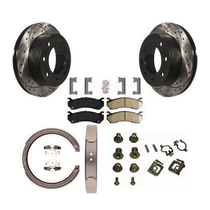 Disque arrière, Rotors percés et fendus, plaquettes en céramique, Kit de quincaillerie pour chaussures de stationnement pour