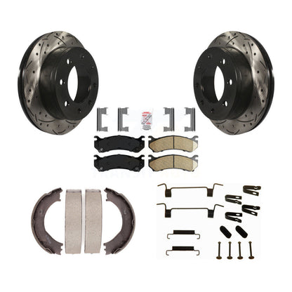 Disque arrière, Rotors percés et fendus, plaquettes en céramique, Kit de quincaillerie pour chaussures de stationnement pour