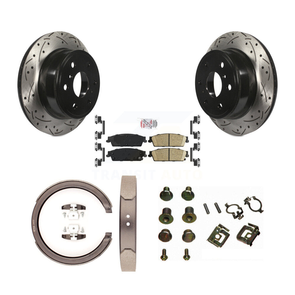 Disque arrière, Rotors percés et fendus, plaquettes en céramique, Kit de quincaillerie pour chaussures de stationnement pour