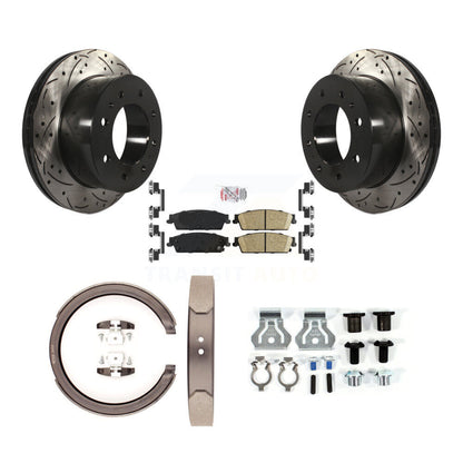 Disque arrière, Rotors percés et fendus, plaquettes en céramique, Kit de quincaillerie pour chaussures de stationnement pour