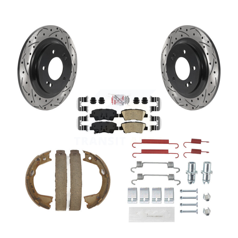 Disque arrière, Rotors percés et fendus, plaquettes en céramique, Kit de quincaillerie pour chaussures de stationnement pour