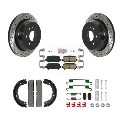 Disque arrière, Rotors percés et fendus, plaquettes en céramique, Kit de quincaillerie pour chaussures de stationnement pour