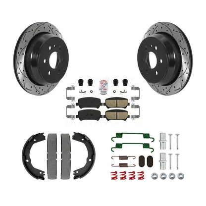 Disque arrière, Rotors percés et fendus, plaquettes en céramique, Kit de quincaillerie pour chaussures de stationnement pour
