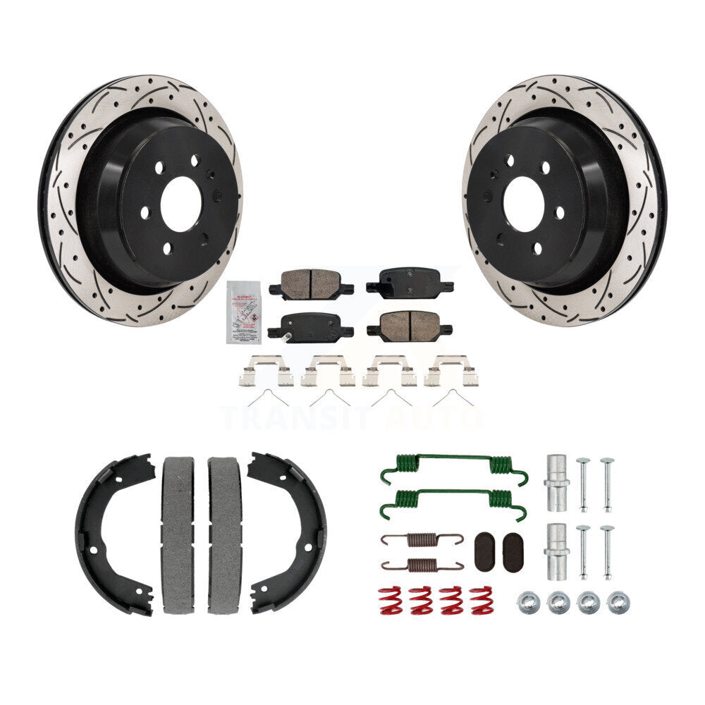 Disque arrière, Rotors percés et fendus, plaquettes en céramique, Kit de quincaillerie pour chaussures de stationnement pour