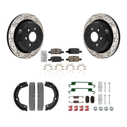 Disque arrière, Rotors percés et fendus, plaquettes en céramique, Kit de quincaillerie pour chaussures de stationnement pour