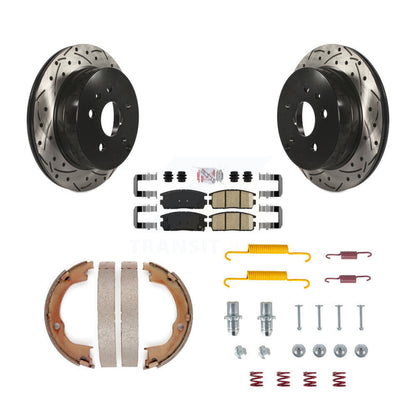Disque arrière, Rotors percés et fendus, plaquettes en céramique, Kit de quincaillerie pour chaussures de stationnement pour