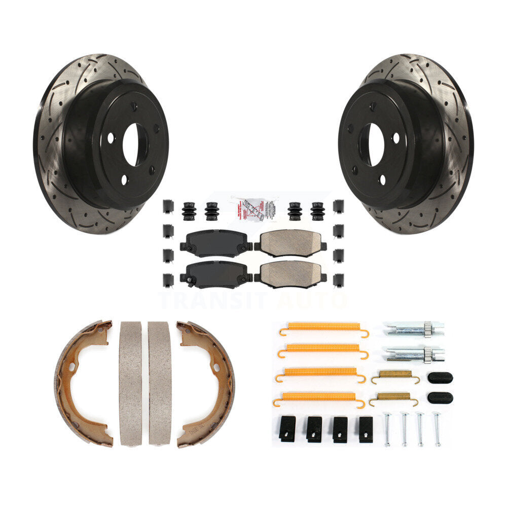 Disque arrière, Rotors percés et fendus, plaquettes en céramique, Kit de quincaillerie pour chaussures de stationnement pour