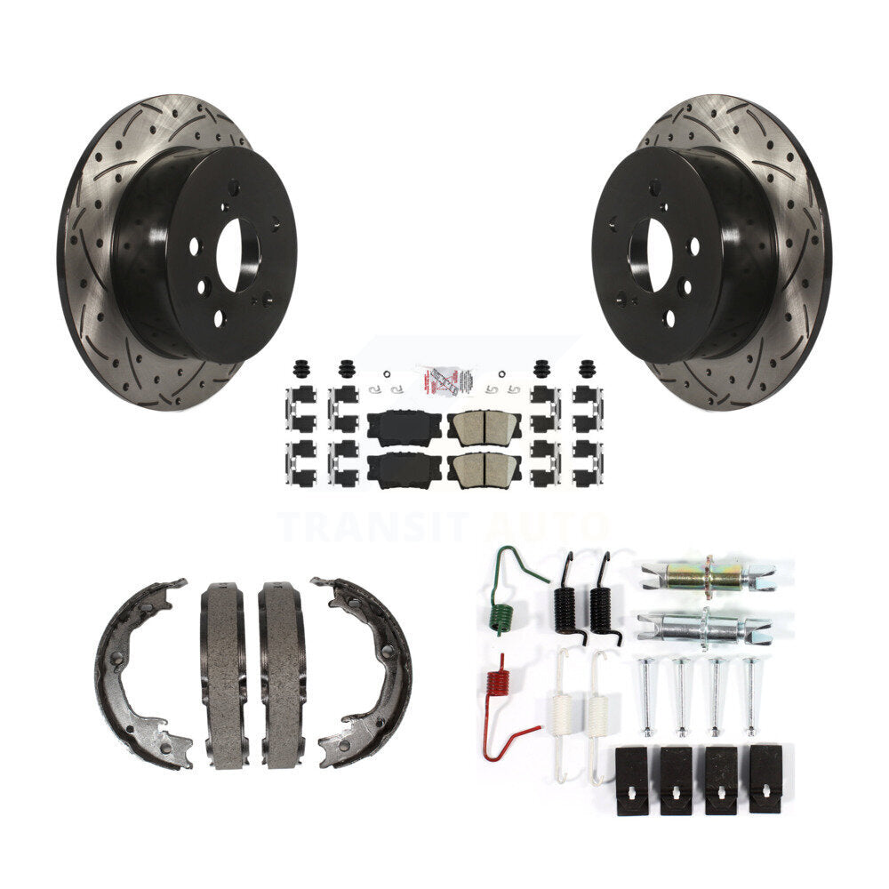 Disque arrière, Rotors percés et fendus, plaquettes en céramique, Kit de quincaillerie pour chaussures de stationnement pour