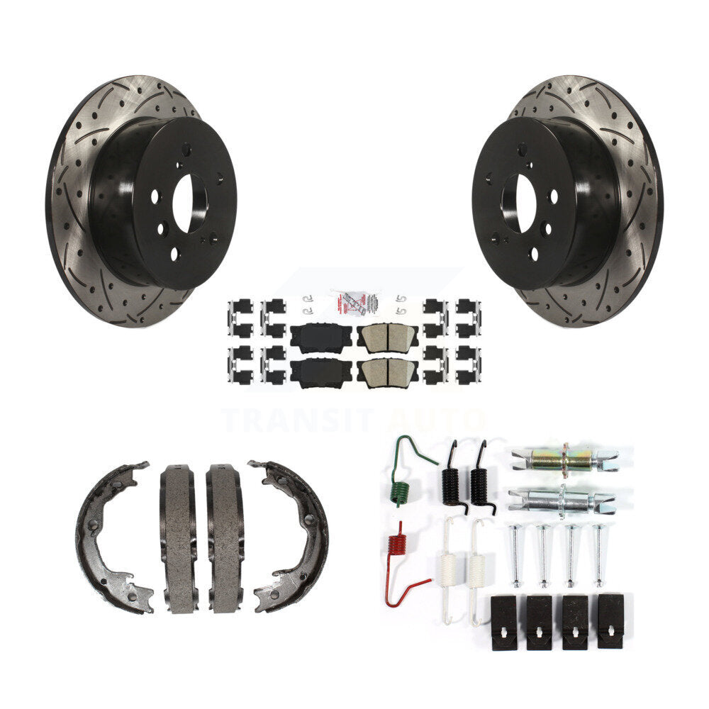Disque arrière, Rotors percés et fendus, plaquettes en céramique, Kit de quincaillerie pour chaussures de stationnement pour