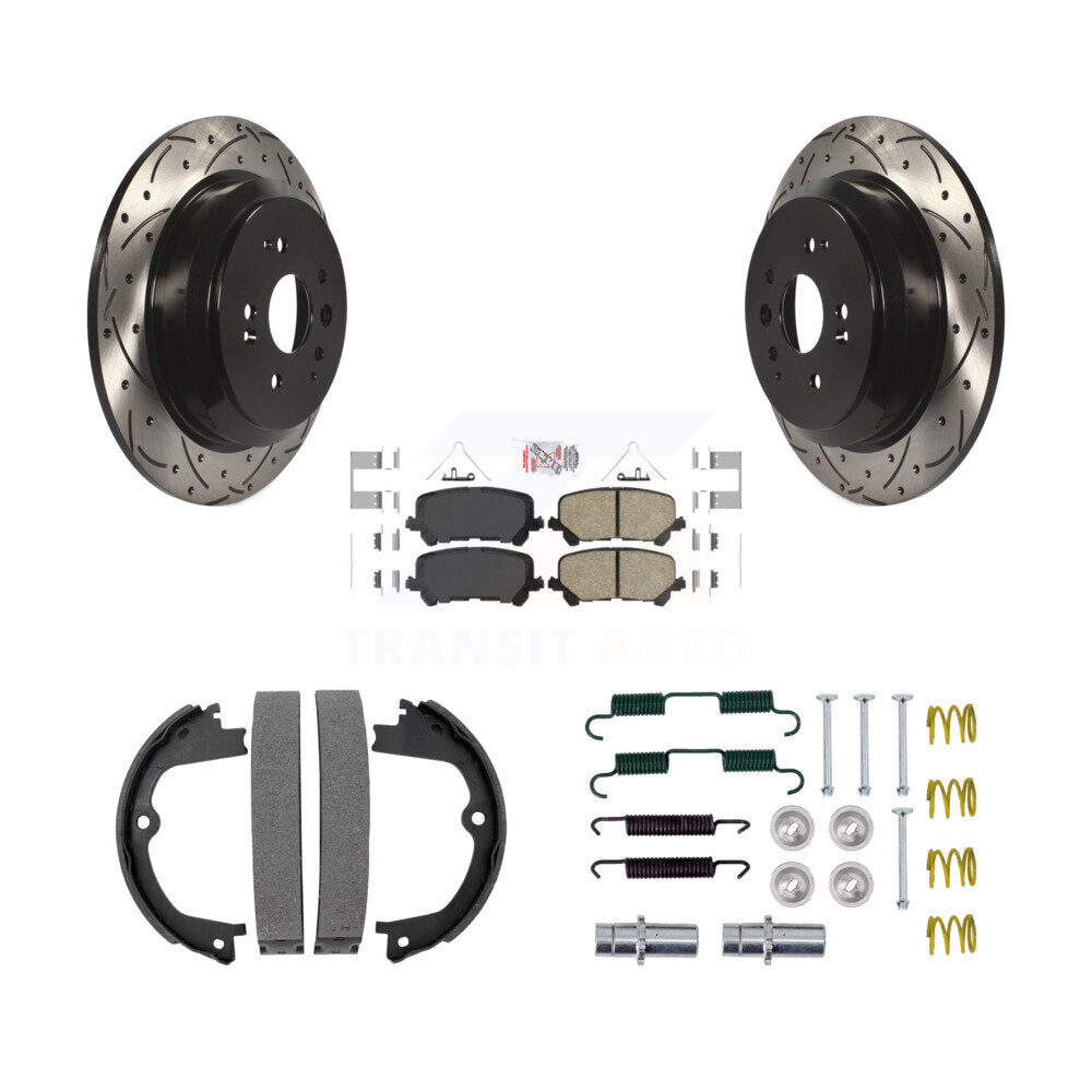 Disque arrière, Rotors percés et fendus, plaquettes en céramique, Kit de quincaillerie pour chaussures de stationnement pour