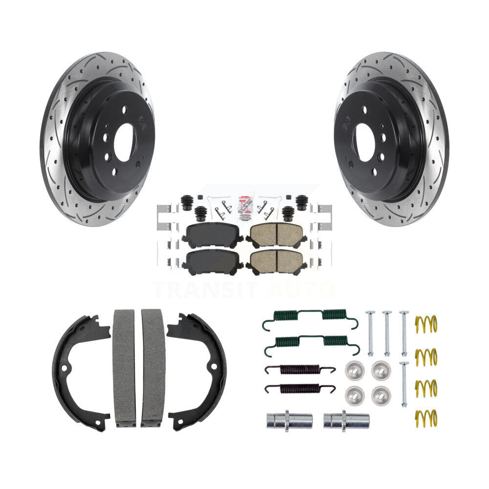 Disque arrière, Rotors percés et fendus, plaquettes en céramique, Kit de quincaillerie pour chaussures de stationnement pour