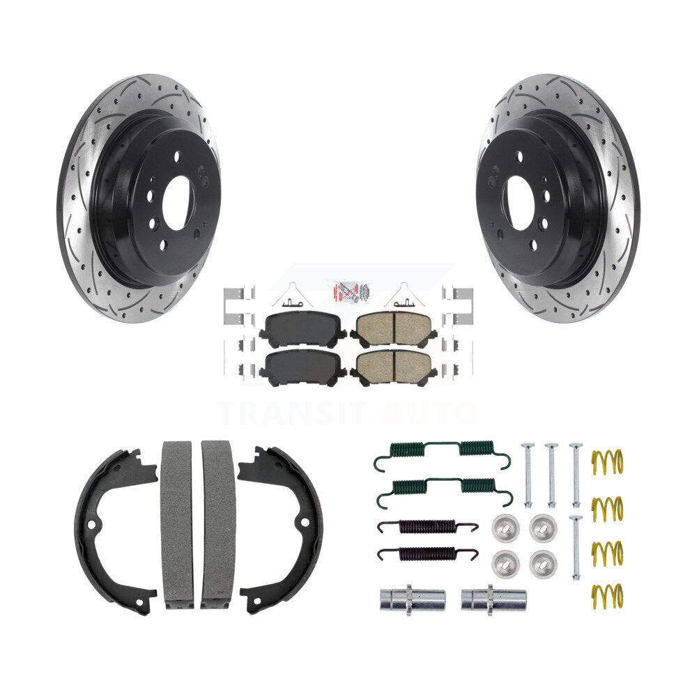 Disque arrière, Rotors percés et fendus, plaquettes en céramique, Kit de quincaillerie pour chaussures de stationnement pour