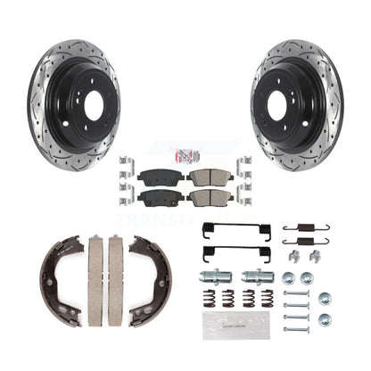 Disque arrière, Rotors percés et fendus, plaquettes en céramique, Kit de quincaillerie pour chaussures de stationnement pour