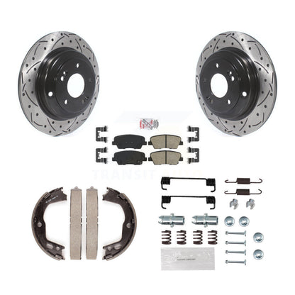 Disque arrière, Rotors percés et fendus, plaquettes en céramique, Kit de quincaillerie pour chaussures de stationnement pour