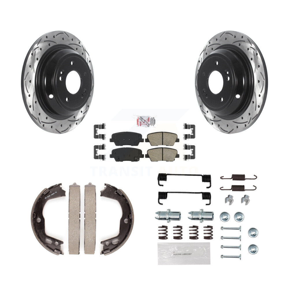 Disque arrière, Rotors percés et fendus, plaquettes en céramique, Kit de quincaillerie pour chaussures de stationnement pour