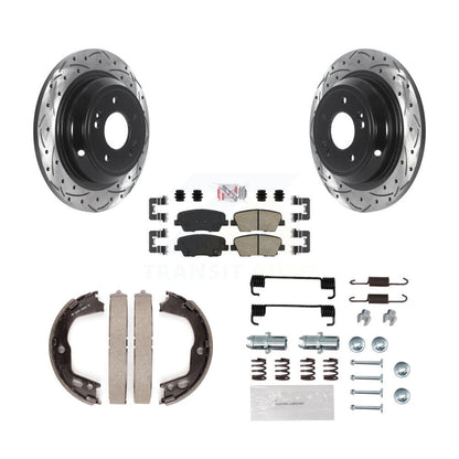Disque arrière, Rotors percés et fendus, plaquettes en céramique, Kit de quincaillerie pour chaussures de stationnement pour