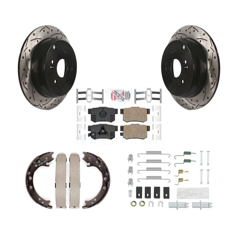 Disque arrière, Rotors percés et fendus, plaquettes en céramique, Kit de quincaillerie pour chaussures de stationnement pour