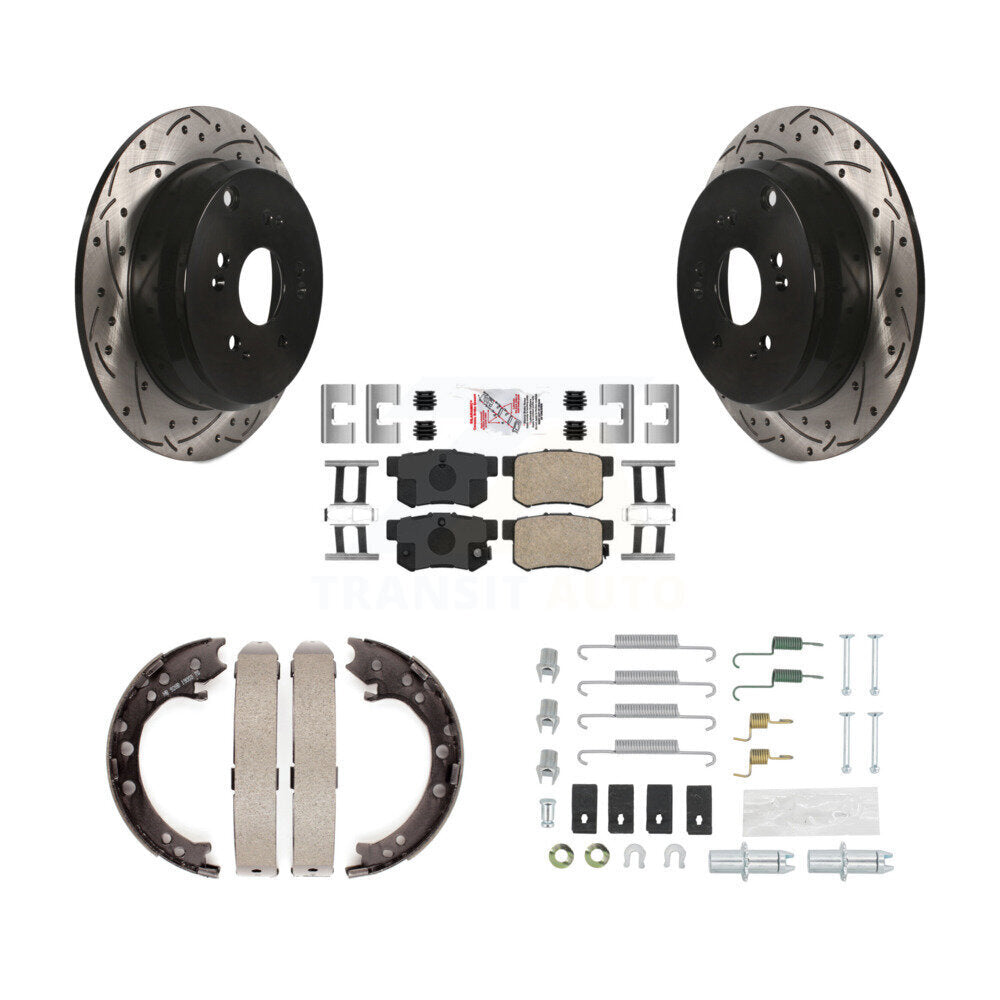Disque arrière, Rotors percés et fendus, plaquettes en céramique, Kit de quincaillerie pour chaussures de stationnement pour