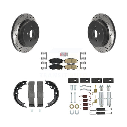 Disque arrière, Rotors percés et fendus, plaquettes en céramique, Kit de quincaillerie pour chaussures de stationnement pour