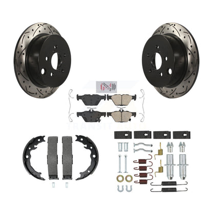 Disque arrière, Rotors percés et fendus, plaquettes en céramique, Kit de quincaillerie pour chaussures de stationnement pour