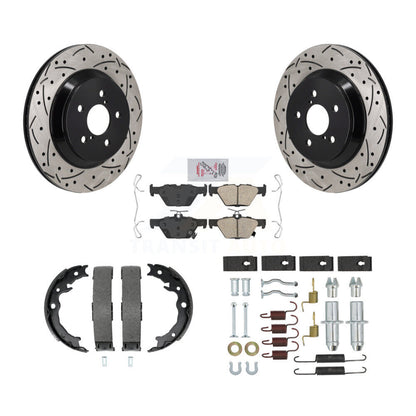 Disque arrière, Rotors percés et fendus, plaquettes en céramique, Kit de quincaillerie pour chaussures de stationnement pour