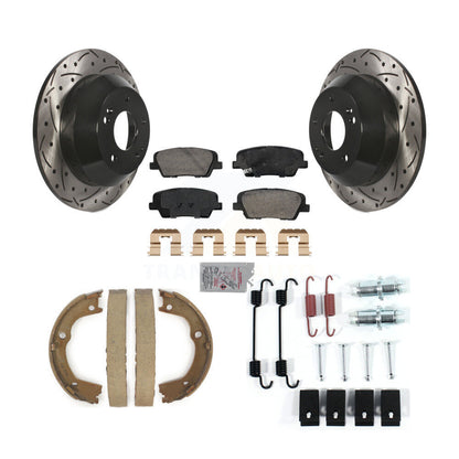 Disque arrière, Rotors percés et fendus, plaquettes en céramique, Kit de quincaillerie pour chaussures de stationnement pour