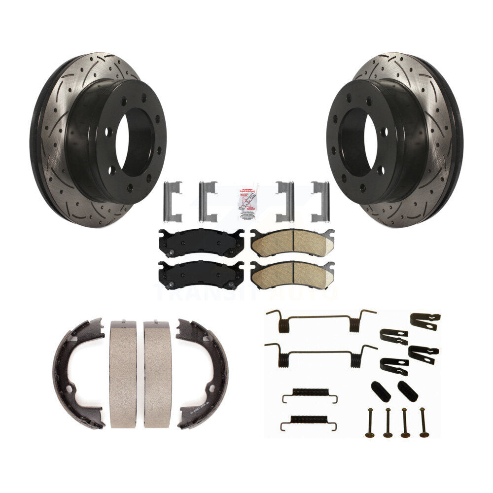 Disque arrière, Rotors percés et fendus, plaquettes en céramique, Kit de quincaillerie pour chaussures de stationnement pour
