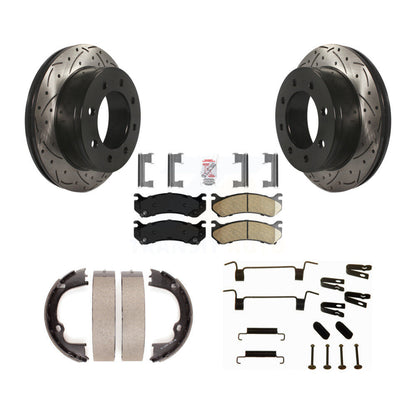 Disque arrière, Rotors percés et fendus, plaquettes en céramique, Kit de quincaillerie pour chaussures de stationnement pour