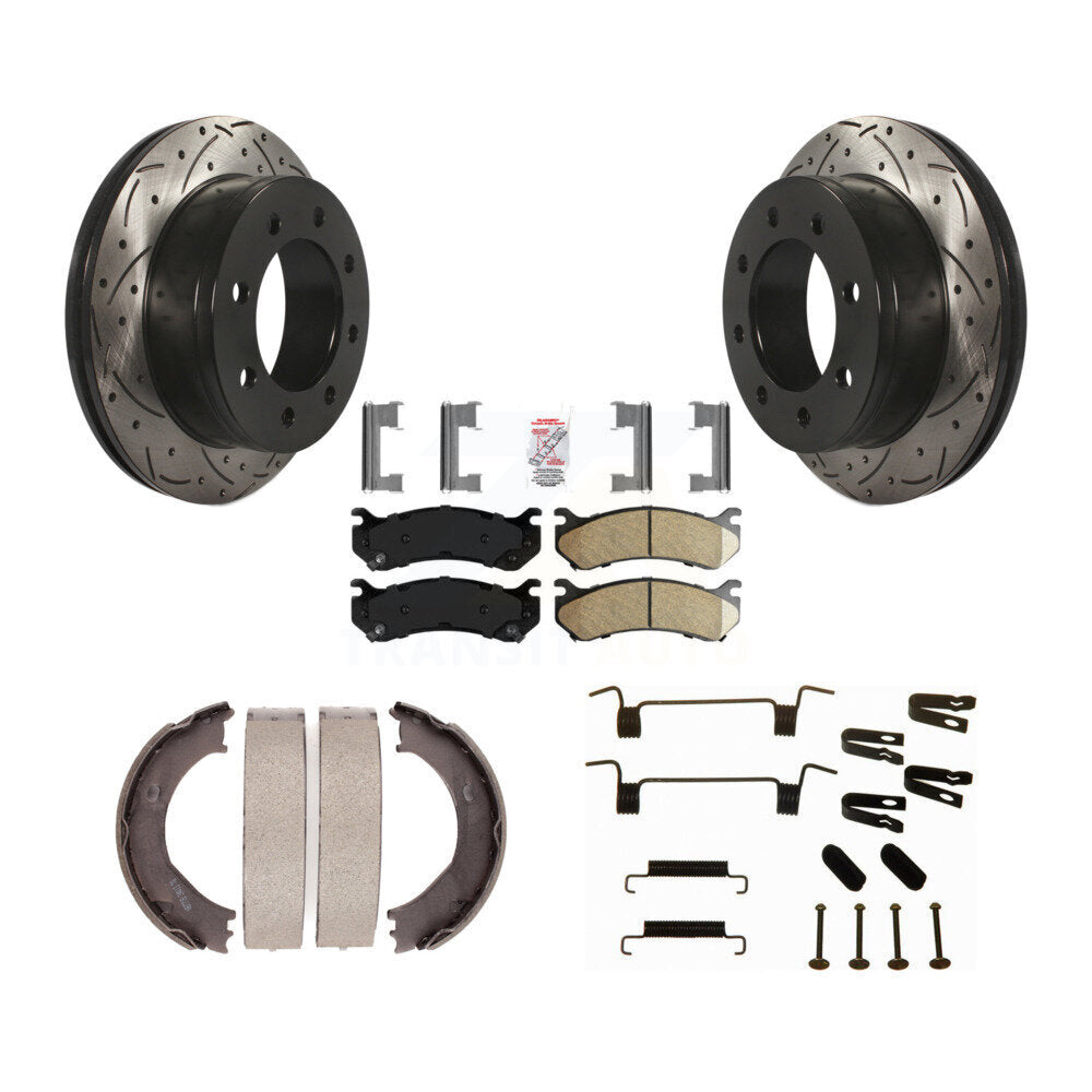 Disque arrière, Rotors percés et fendus, plaquettes en céramique, Kit de quincaillerie pour chaussures de stationnement pour