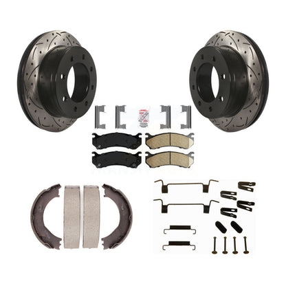 Disque arrière, Rotors percés et fendus, plaquettes en céramique, Kit de quincaillerie pour chaussures de stationnement pour