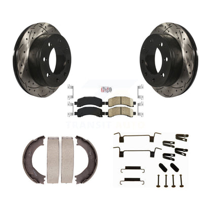 Disque arrière, Rotors percés et fendus, plaquettes en céramique, Kit de quincaillerie pour chaussures de stationnement pour