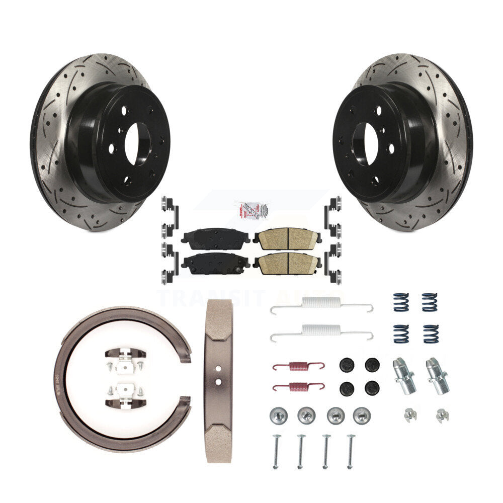 Disque arrière, Rotors percés et fendus, plaquettes en céramique, Kit de quincaillerie pour chaussures de stationnement pour