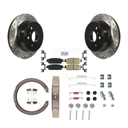 Disque arrière, Rotors percés et fendus, plaquettes en céramique, Kit de quincaillerie pour chaussures de stationnement pour